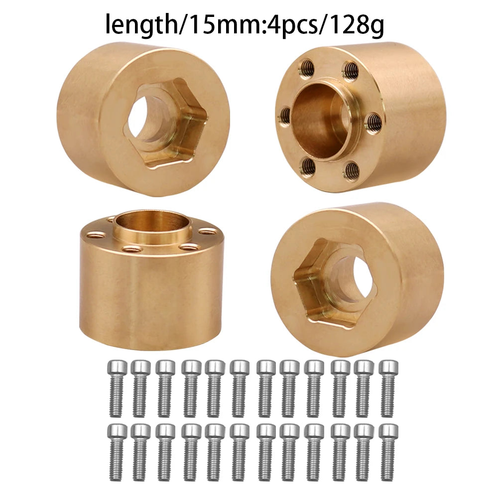 Brass Hex Hub Widen Adapter for 1/10 RC Crawler 1.9 2.2 Inch Wheels close-up view