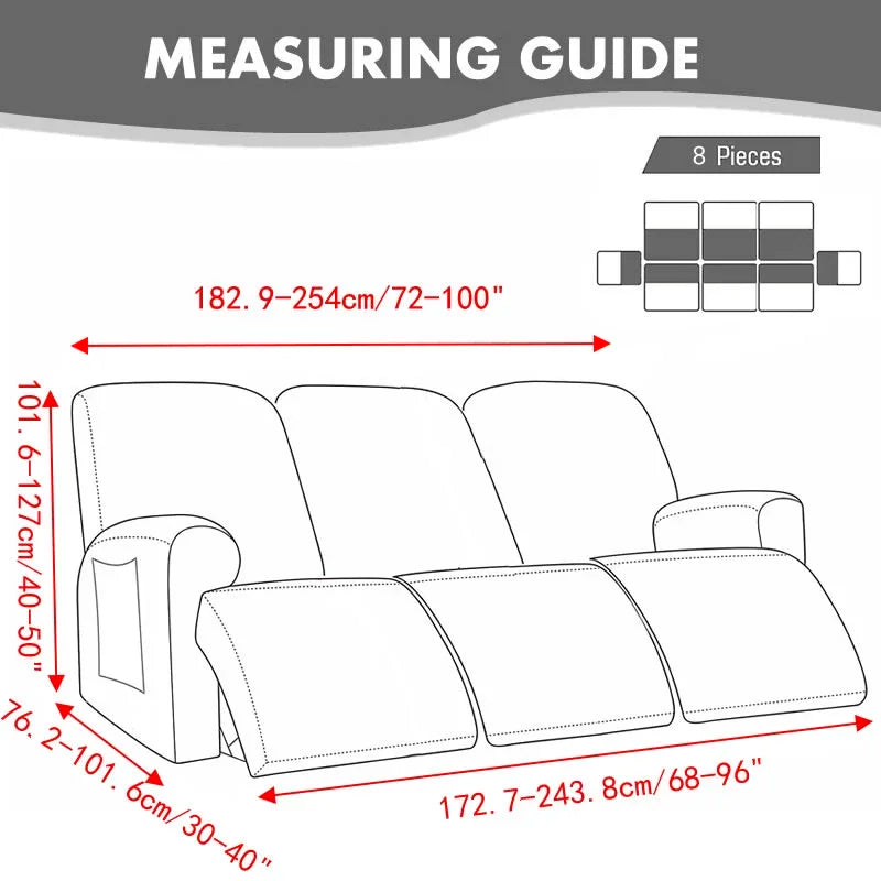 1/2/3 Seater Velvet Stretch Recliner Sofa Cover  Relax Armchair Slipcover Elastic All-inclusive Reclining Sofa Protector