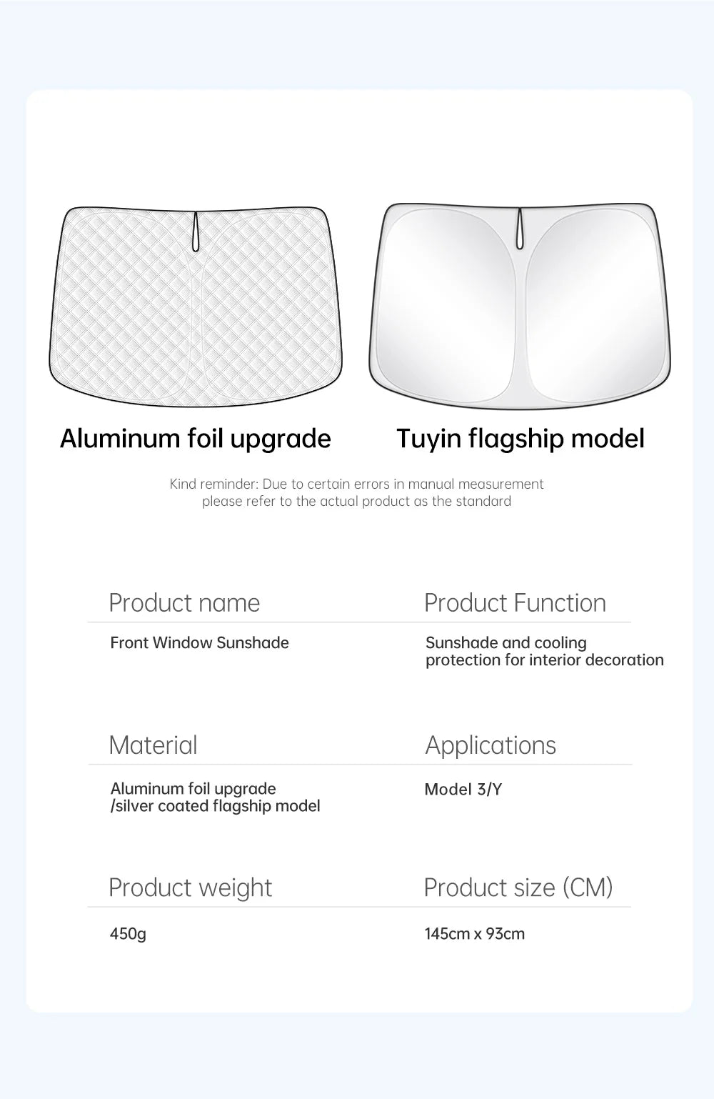 Tesla Model Y 3 Front Window Sunshade | UV Protection Glass Roof Skylight Visor additional angle