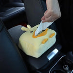 Cute Cartoon Short Plush Tissue Box Holder Car Armrest Backseat Tissue Cover Auto Inte close-up view