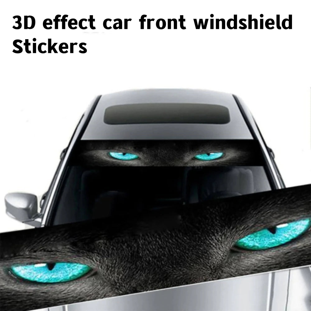 3D Effect Car Front Windshield Sticker | Ghost Pattern Wolf Eyes Decal