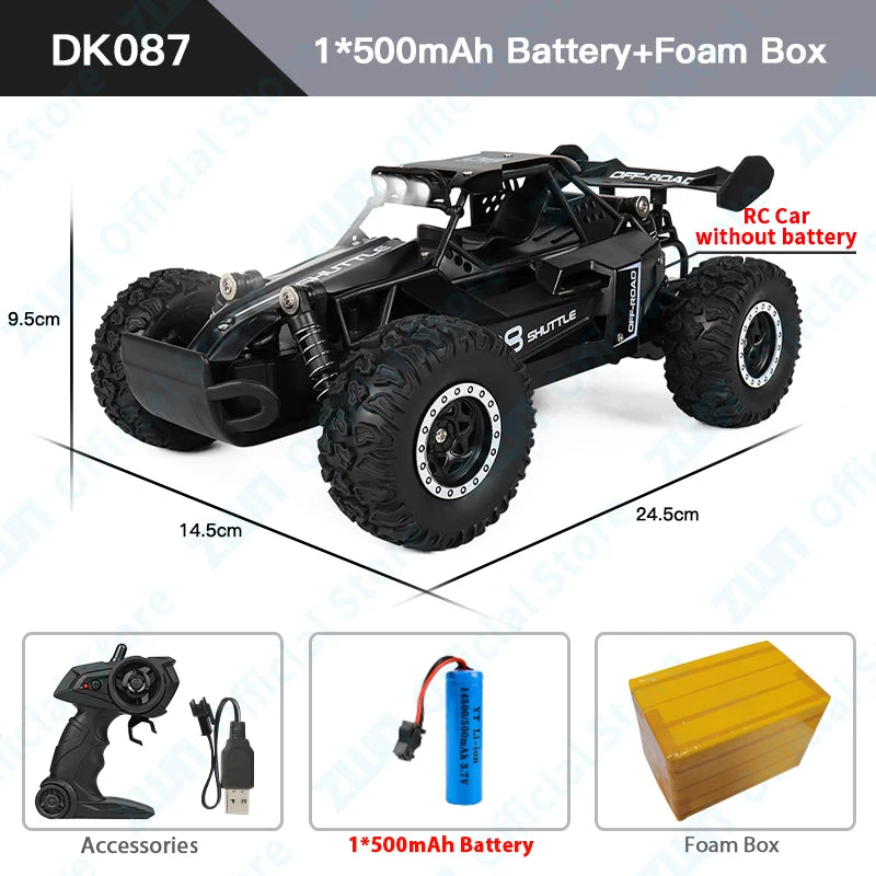 ZWN 1:16/1:20 2.4G Model RC Car With LED Light 2WD Off-road Remote Control Climbing Ve close-up view