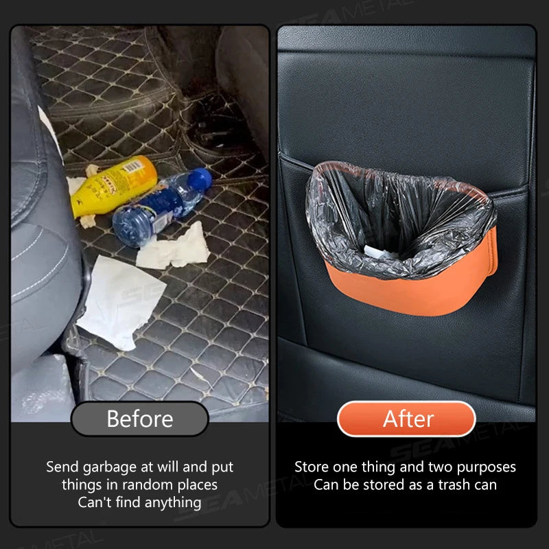 Car Seat Back Organizer Pu Leather Waterproof Storage Bag