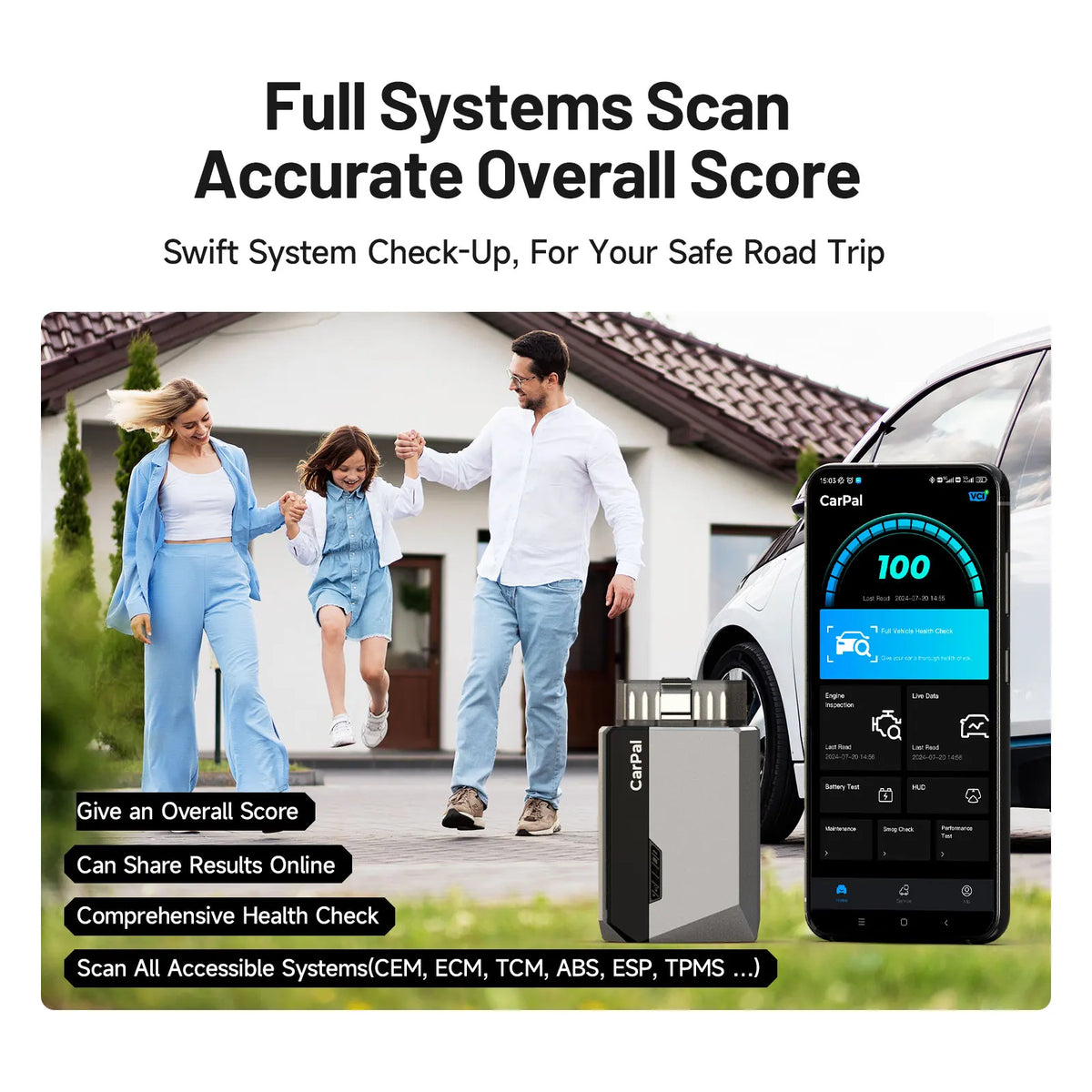 TOPDON Carpal All System OBD2 Scanner Car Diagnostic Tools 6 Reset Test Repair Guidance Auto Scanner OBD2 Battery Health Monitor