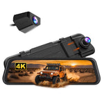 WOLFBOX M40lite Dash Cam 4K+1080P 10" Rear View Mirror Camera Video Recorder Front and Rear Dash Camer