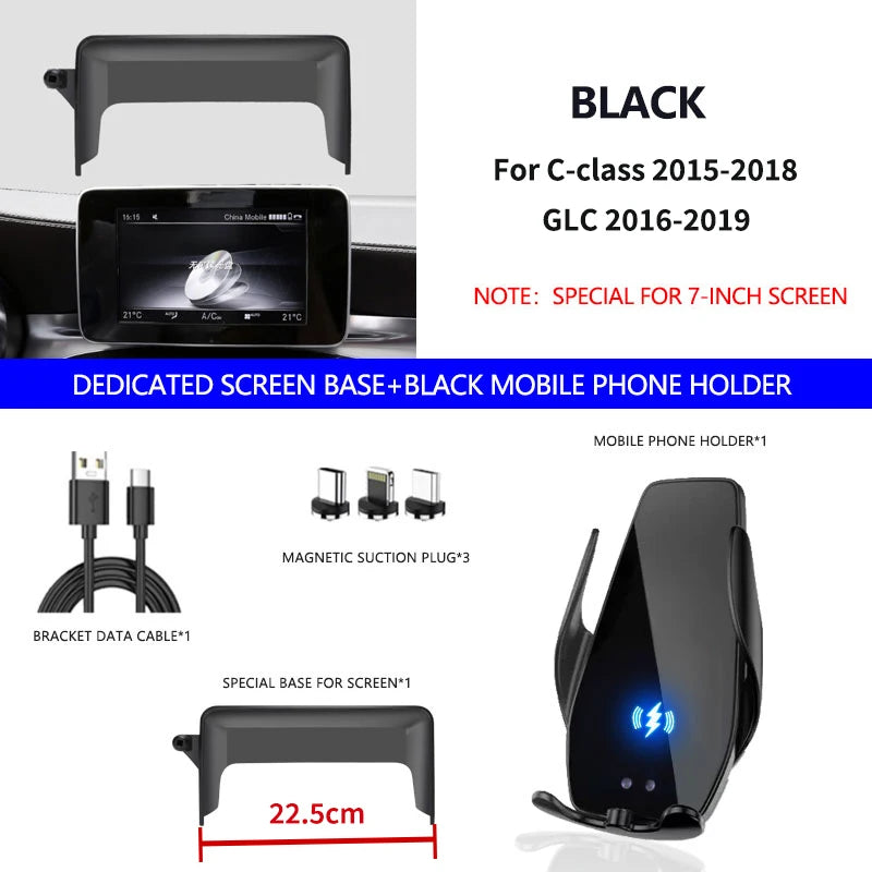 AULIGUS Car Phone Holder for Mercedes-Benz C GLC V-class w204 w205 x253 w447 7/10.25 Inc detail view