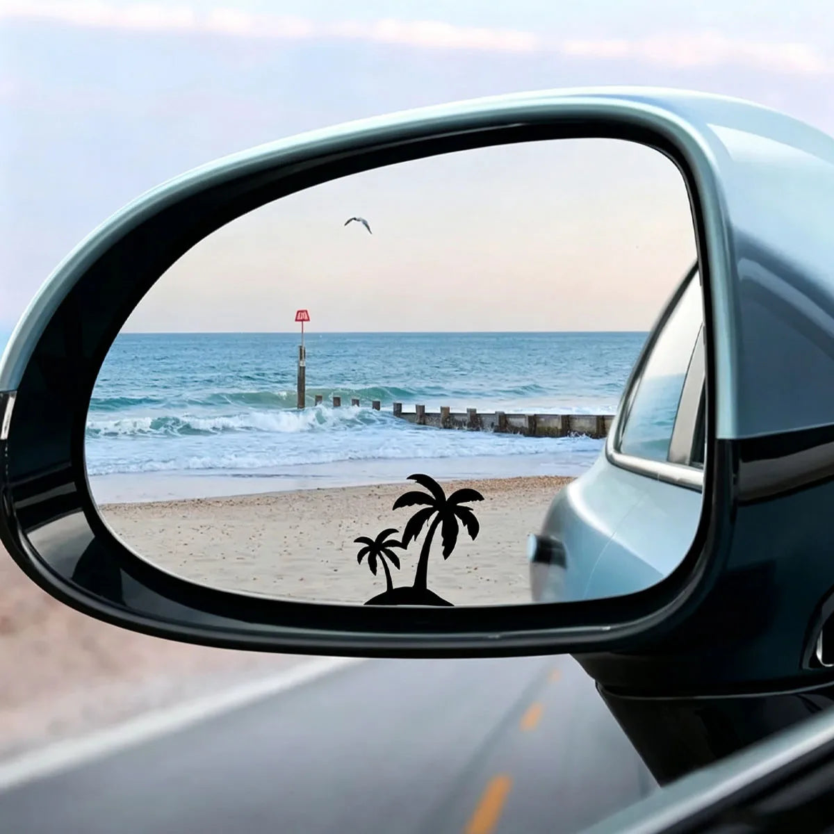 palm tree Decal Waterproof Sticker Car Rearview Mirror Windshield Side Window Sun Visor Ocean Beach Vinyl universal Fit Auto