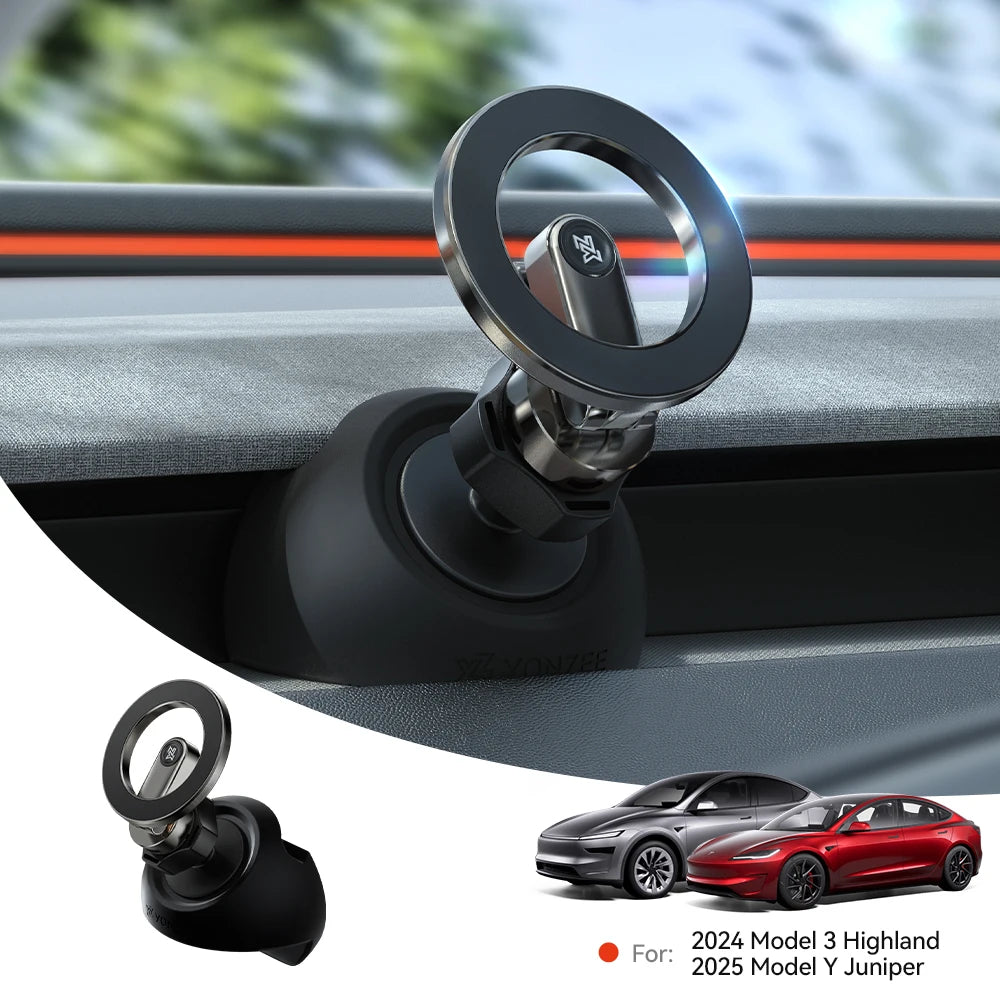 YZ for Tesla Model 3 Y Highland Juniper 2025 | Stronger Magnetic Adjustable Metal Car Phone Holder
