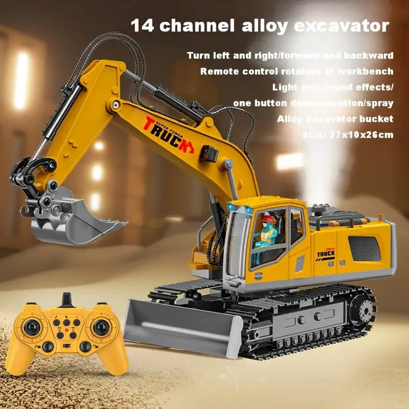 Alloy Remote Control Excavator Toy Car with Lights Sound Effect Electric Excavator Au alternate view