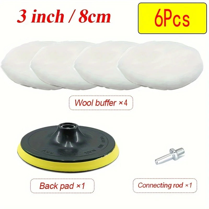 6-Piece Industrial Polishing Kit Polishing Pad Car Waxing Sponge Disc Car Paint Care Car Gadgets