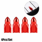 Aluminum Rocket Tire Valve Caps Set of 4 | Car and Motorcycle Alloy Valve Stem Covers close-up view