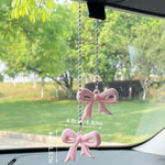 Car Rearview Mirror Pendant Stainless Steel Beaded Chain Bow
