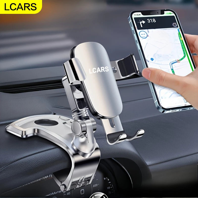 Vehicle Dashboard-Mounted Car Phone Holder, Non-Damaging Installation, Convenient for In-Car Navigation and Entertainment, Adjustable Angle Clip, Silver Phone Holder, Automotive Electronic Accessories.