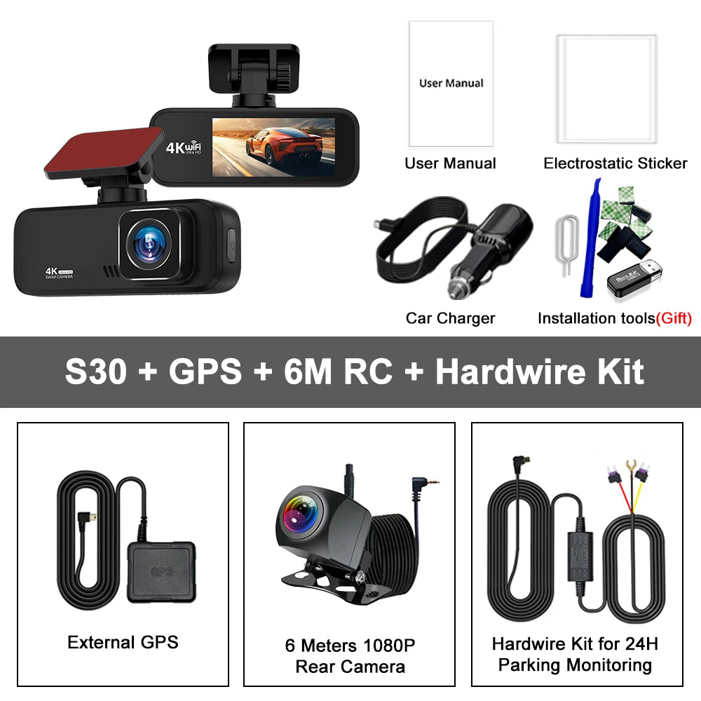 4K Dash Cam WiFi GPS Car DVR | 2160P Drive Recorder close-up view