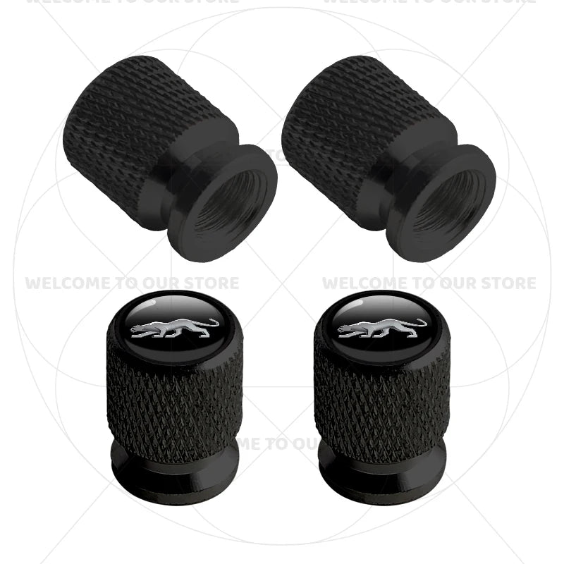 For Ford Puma Cougar Emblem MK3 MK5 MK6 MK4 ST Line 4Pcs Aluminum Car Tire Valve Caps close-up view