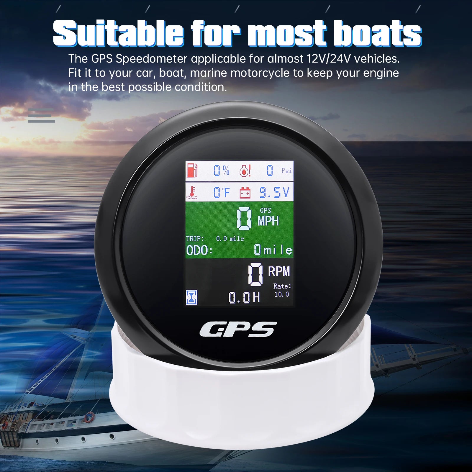 85mm 6 in 1 GPS Speedometer and Tachometer | Digital Gauge with Oil Pressure, Water T lifestyle view