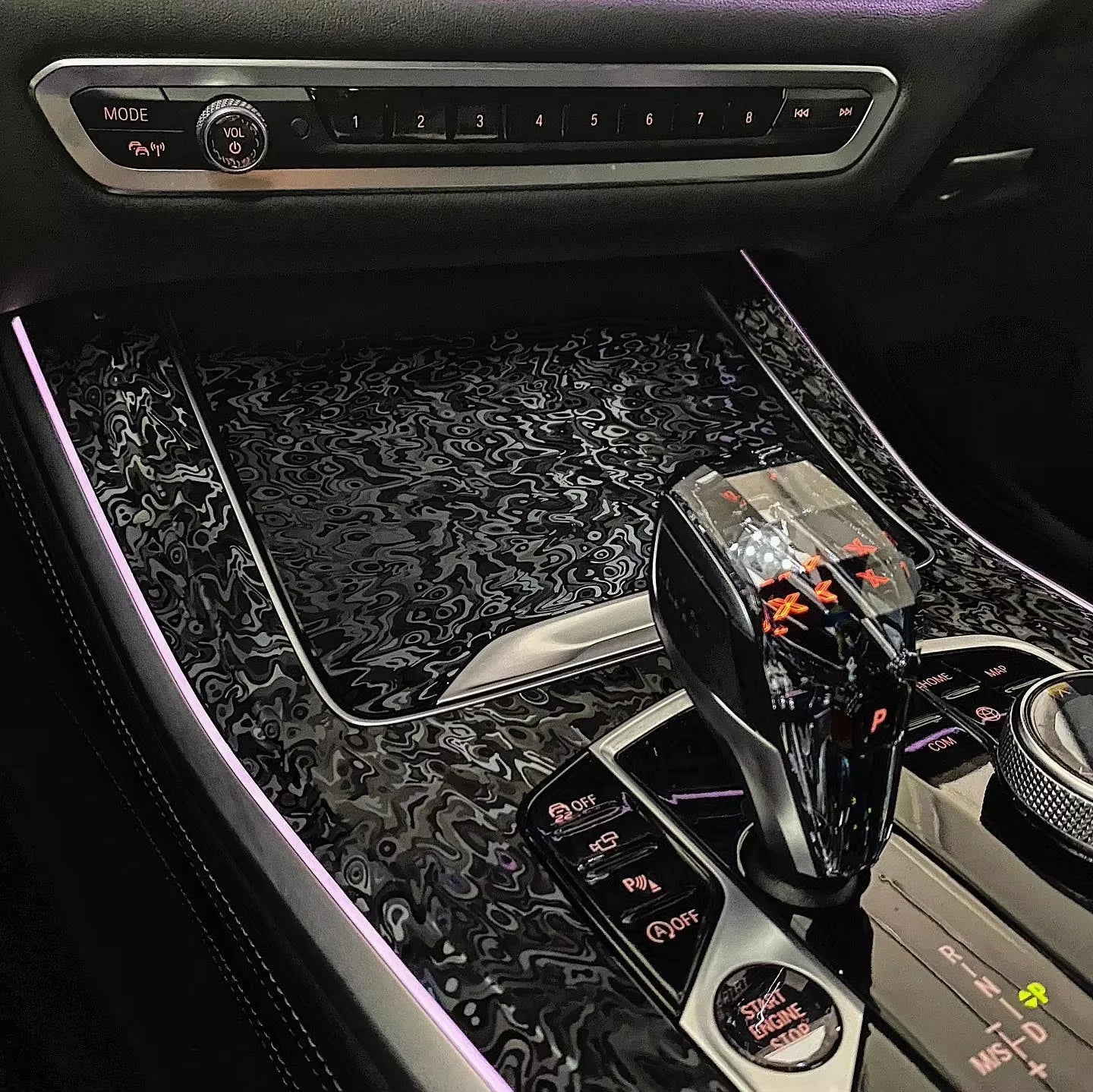 Forged Carbon Fiber Vinyl Wrap Black Cosmic Hex Glossy Ghost Car Vinyl Film For Auto Mot detail view