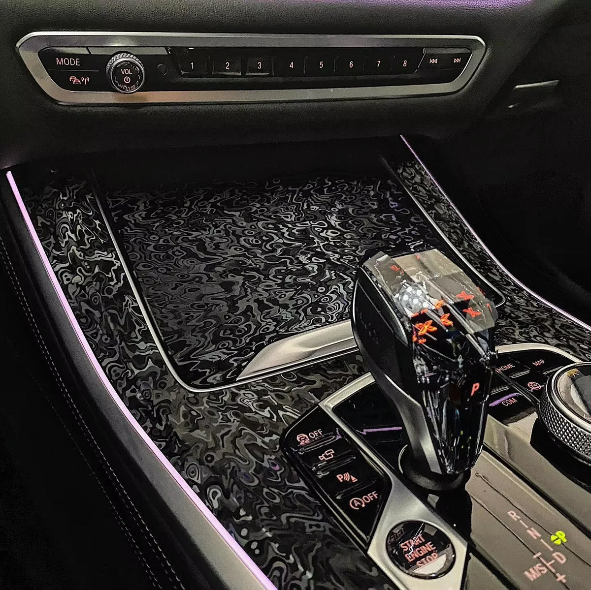 Forged Carbon Fiber Vinyl Wrap Black Cosmic Hex Glossy Ghost Car Vinyl Film For Auto Mot detail view
