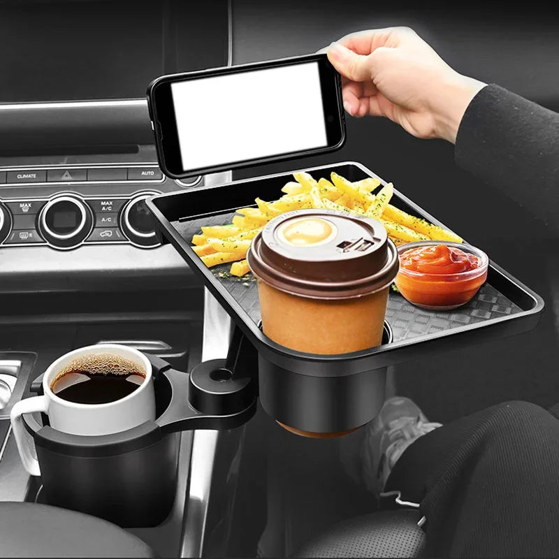 Car Cup Holder Expander | Multi-Function Drink Holder with Food Table and 360-Degree Adjustable Base