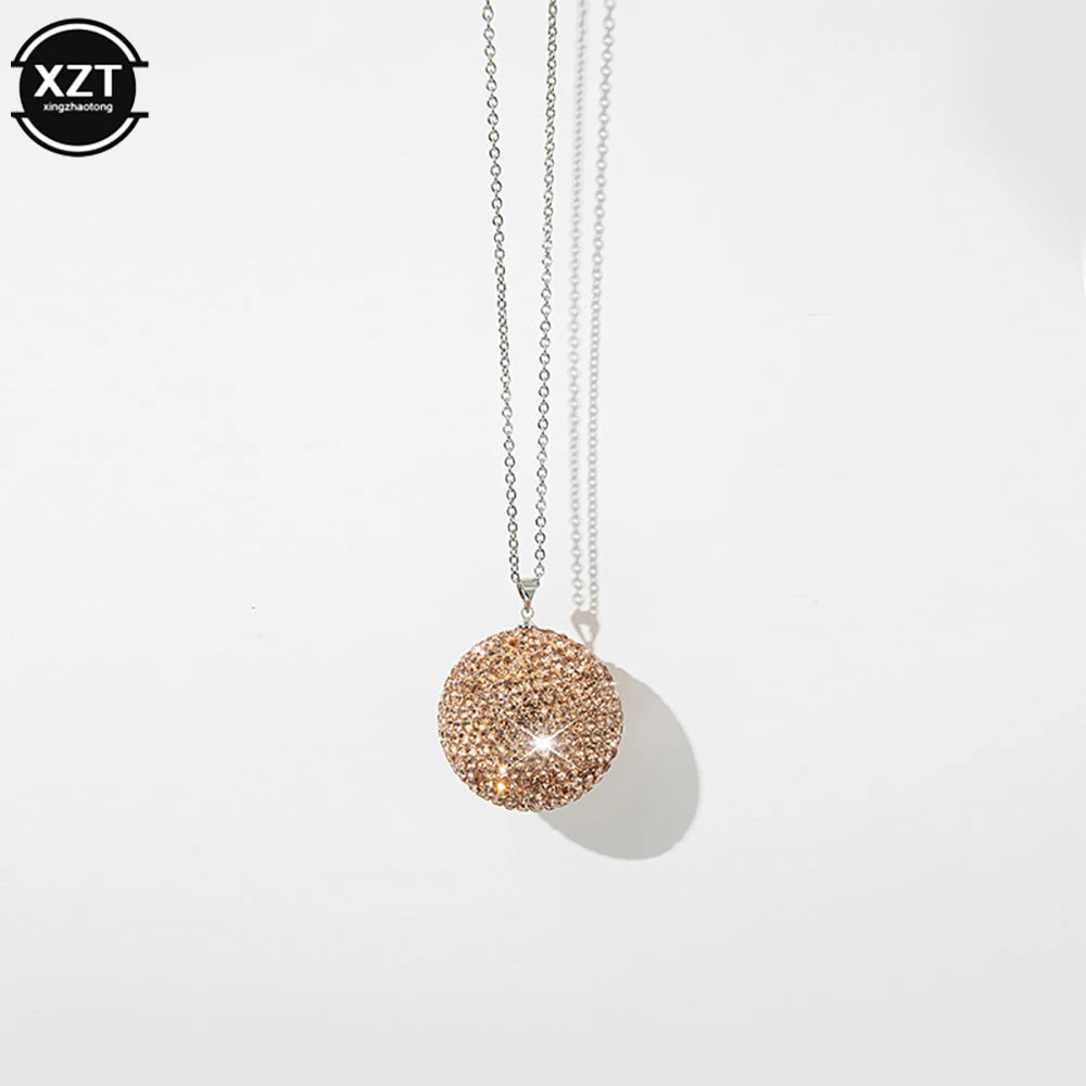 Car Crystal Ball Pendant Car Rearview Mirror Pendant Bling Bling Rhinestone Ball Car Interiot Decoration Car Accessories