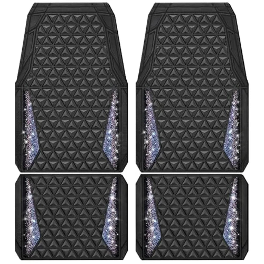 Dazzle Glitter Car Floor Mats | 3D Rhombus, Anti-Slip, Waterproof, Universal Trim Fit