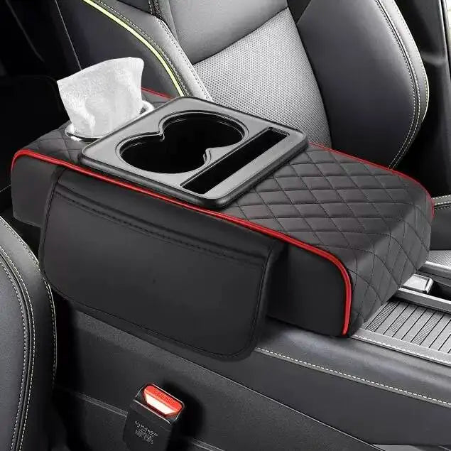 Universal Car Center Console Armrest Cover, Leather Armrest Cushion with Storage Pocket, Auto Interior Organizer Protector Pad