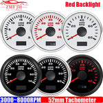 2" 52mm Tachometer Gauge | Red Backlight RPM Meter for Car Boat Marine 12V 24V