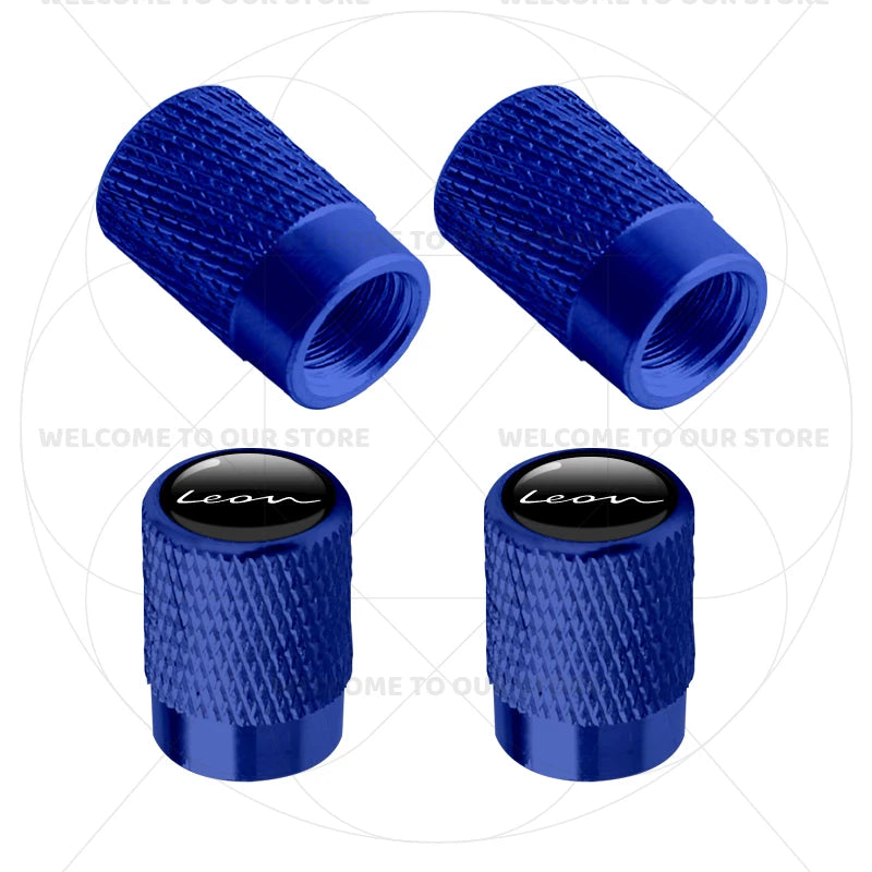 For Leon Racing Flag Emblem 5F MK2 MK3 FR VZ5 Race Flag 4Pcs Aluminum Car Tire Valve alternate view