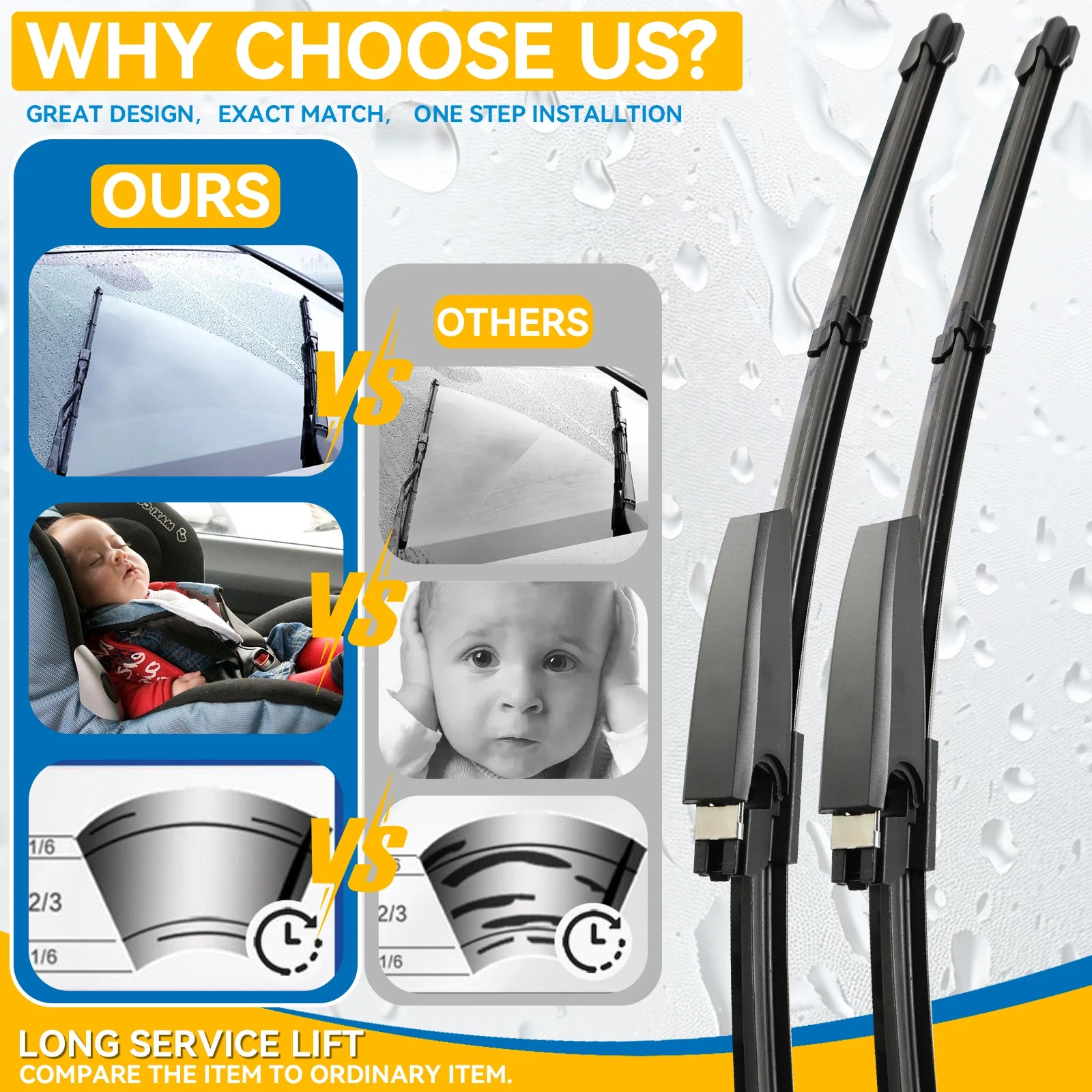 For Audi A4 (B7) S4 RS4 A6 (C5) S6 RS6 22"+22" 2004 - 2008 Wiper Blade Windshield Windscreen Window Wash LHD Auto Accessories