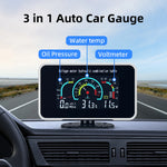 3 in 1 Car LCD Digital Gauge | Voltmeter Oil Pressure Water Temp 12-24V detail view