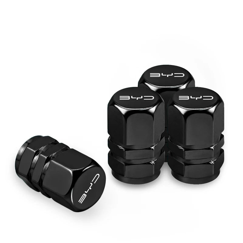 4Pcs Aluminum Alloy Tire Valve Caps for BYD Models | Waterproof Dustproof Cover Set detail view