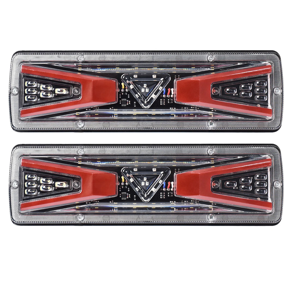 2Pcs LED taillights turn signals brake lights and reversing lights suitable for trucks buses tractors lorries pickups and RVs