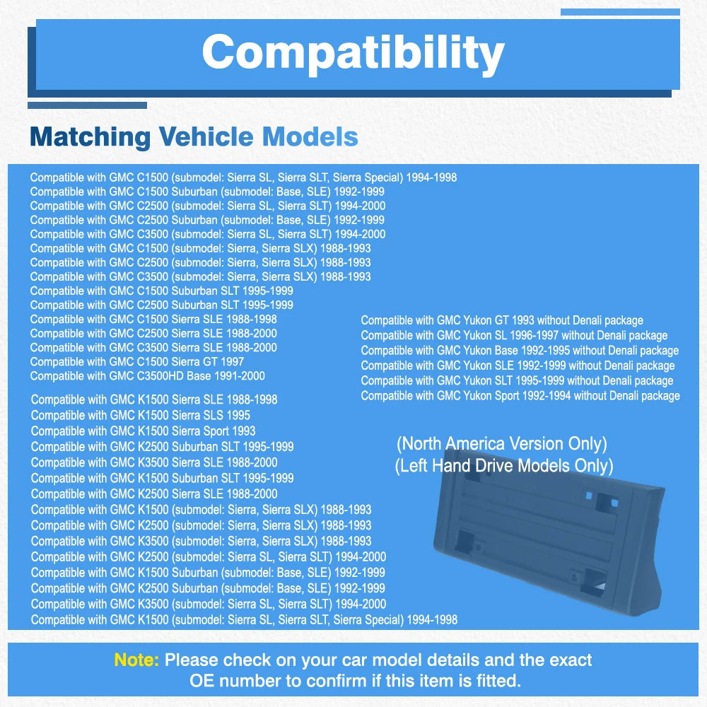 For Chevrolet GMC C1500 C2500 C3500 K1500 K2500 K3500 GMC Yukon Front Bumper Licens additional angle