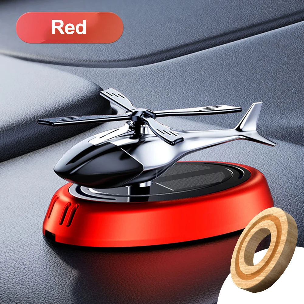 Solar Car Air Freshener Helicopter Decor | Solar Rotating Aromatherapy for Car Interior detail view