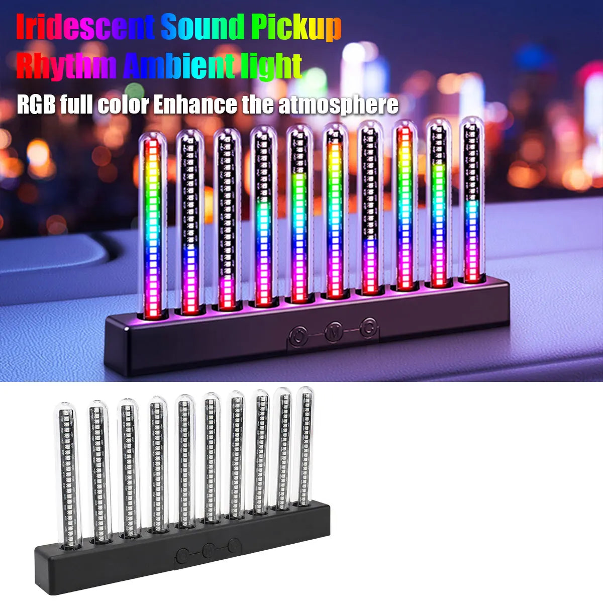 Car RGB Sound Control Pickup Light | Dynamic Gradient Atmosphere Lamp for Air Vent or Dashboard (USB