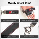 2026 Suede Key Ring Sport Car Keychain | Custom Gift With Emblem close-up view