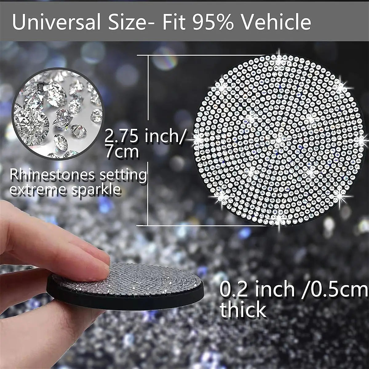 2pcs Imitation Diamond Bling Car Cup Holder Coasters