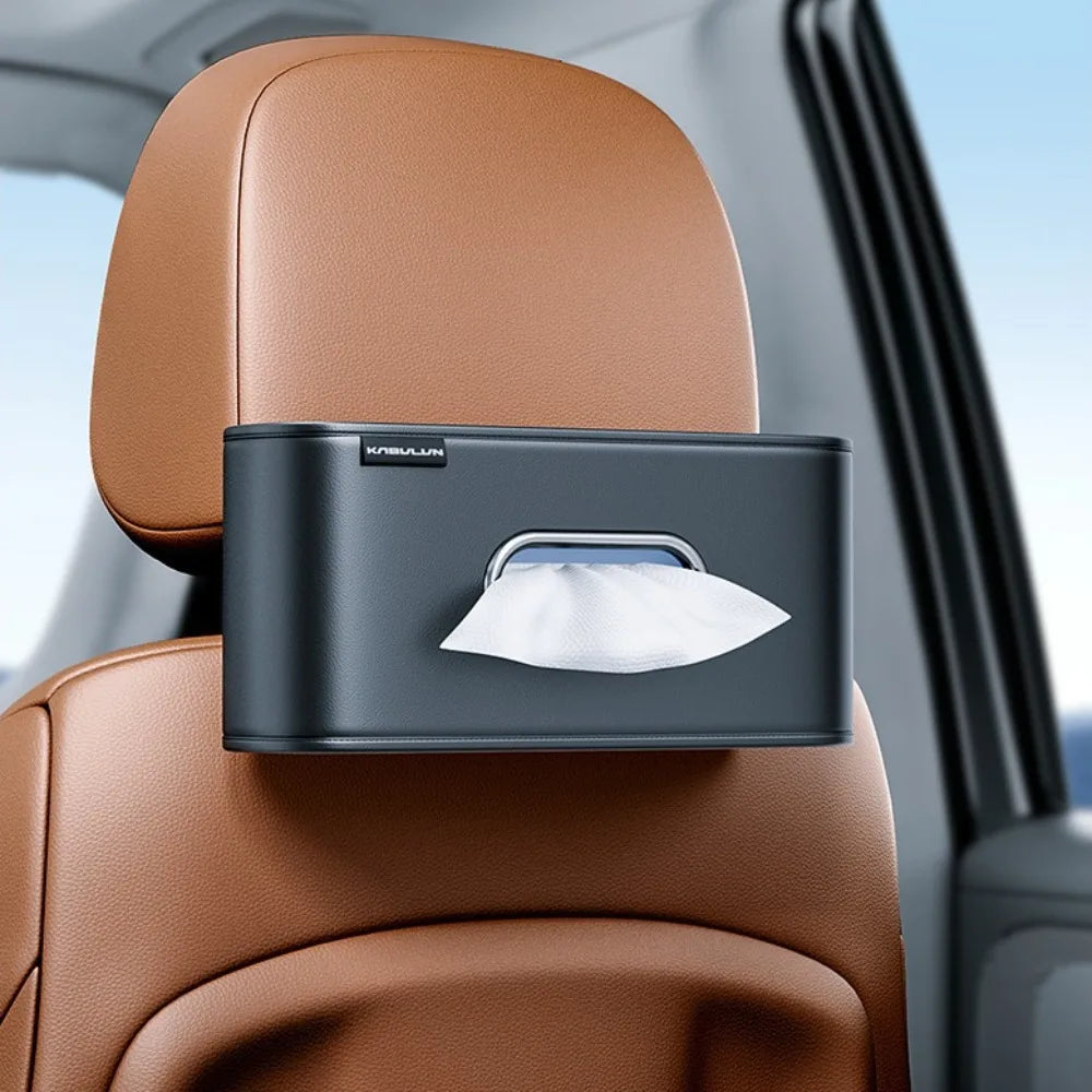 Car Tissue Box Cover Leather Universal Center Console Armrest Paper Towel Storage Bag Auto Seat Back Hanging Tissue Organizer
