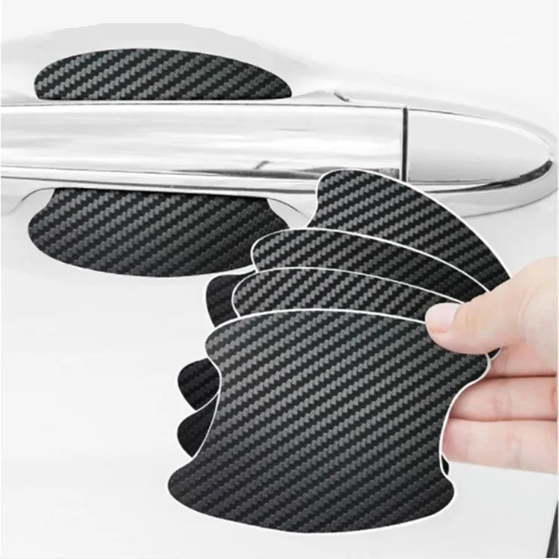 4 Pieces of Car Door Handle Protective Film, Carbon Fiber Stickers, Scratch Resistant close-up view