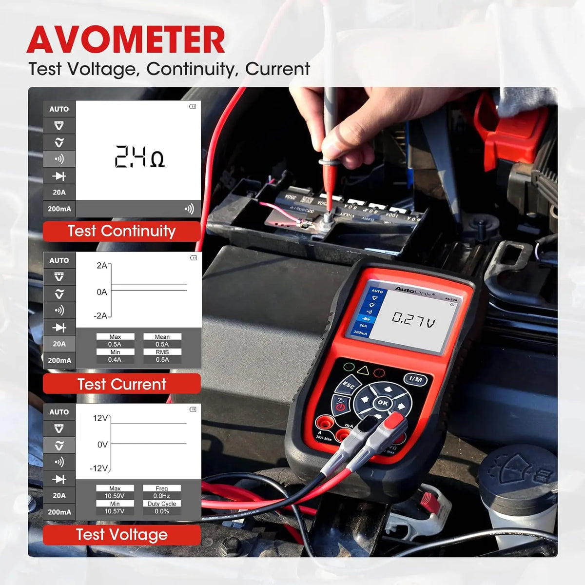 Autel AL539B OBD2 Scanner 3 in 1 Code Reader Battery Tester for 12 Volts Batteries Full OBDII Diagnosis Charging Systems Test