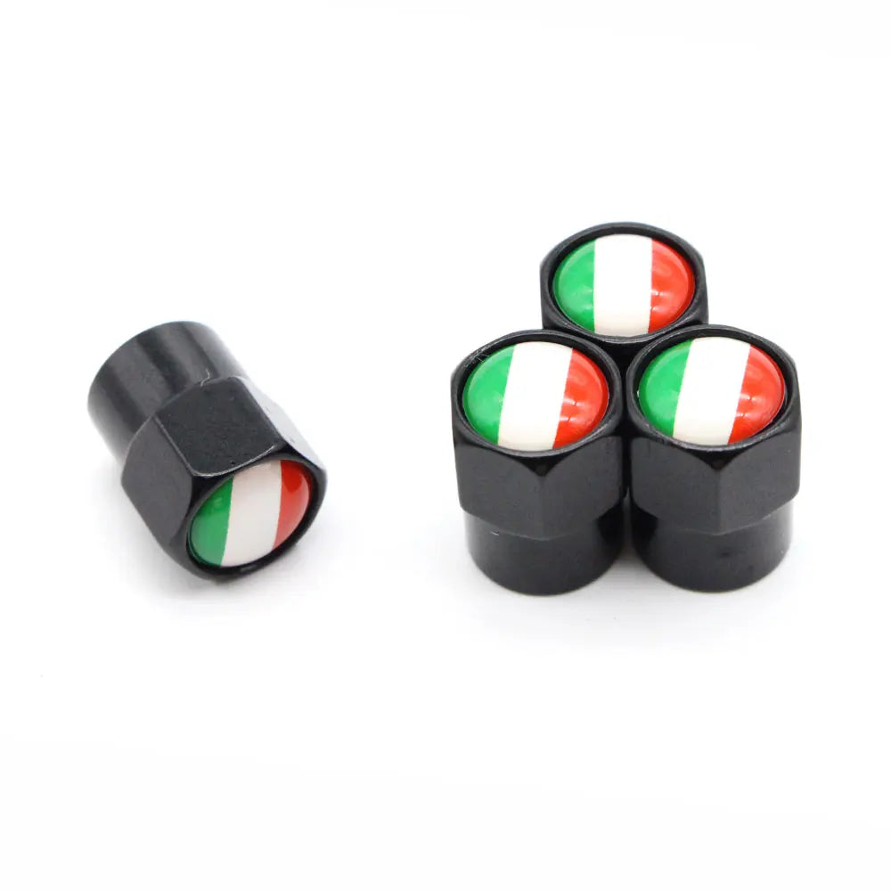 DSYCAR 4 Pieces Italy Flag Car Tire Valve Caps | Aluminium Alloy Airtight Stem Covers detail view