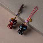 Cat Car Keychain, Cute Phone Chain Pendant, Black/Purple close-up view
