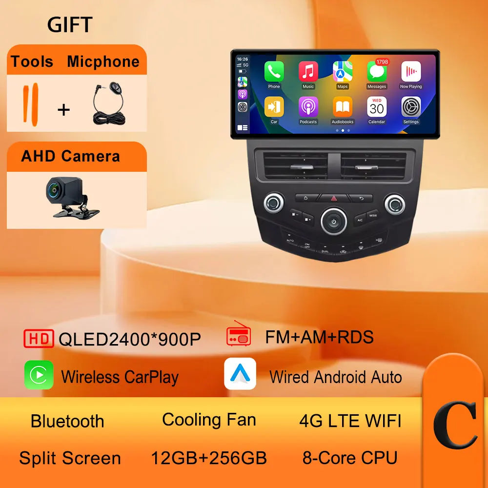 12.3 Inch Ultra-Thin Screen CarPlay Android Car Radio for Honda Accord 7 2004-2007 | lifestyle view