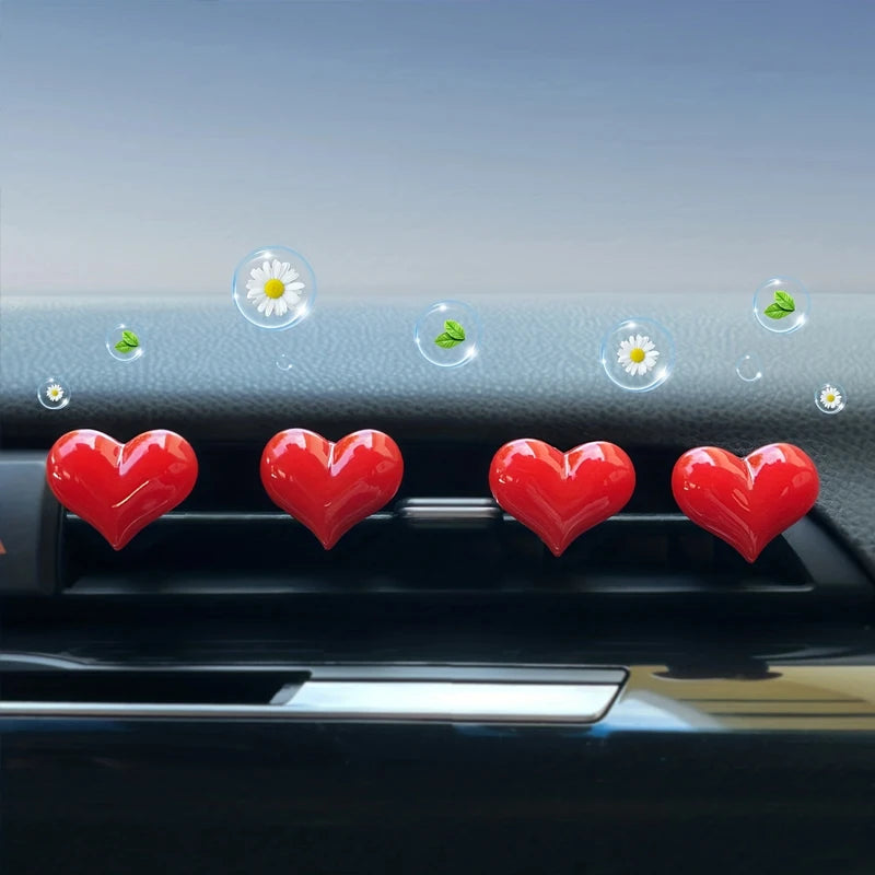 Red Heart Car Air Outlet Decorative Clip | Car Perfume and Air Freshener