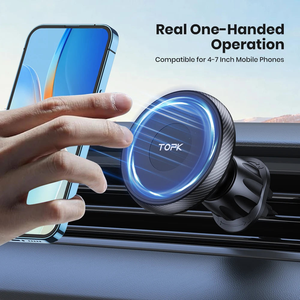 TOPK for Magsafe Car Phone Holder | Powerful Magnetic Car Mount additional angle