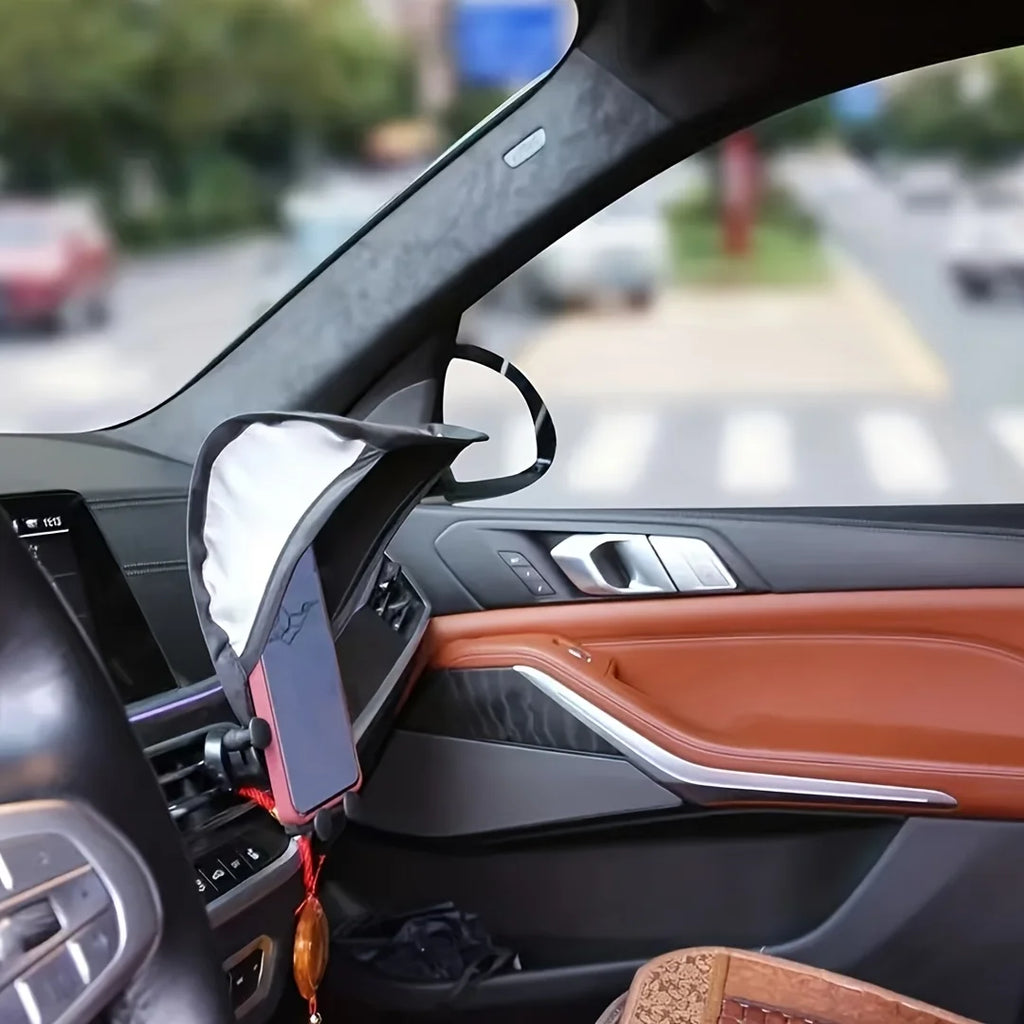 Car Dashboard Phone Sunshade, Vertical Sunshade for Dashboard Phone, Car Phone Umbrell close-up view