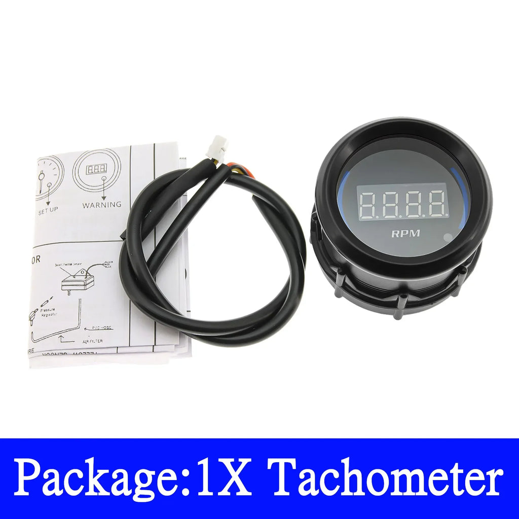 HD 2" 52mm Car Digital Turbo Boost Gauge Water Temp Oil Temp Oil Pressure Gauge Voltmeter EXT Temperature Tachometer RPM gauge
