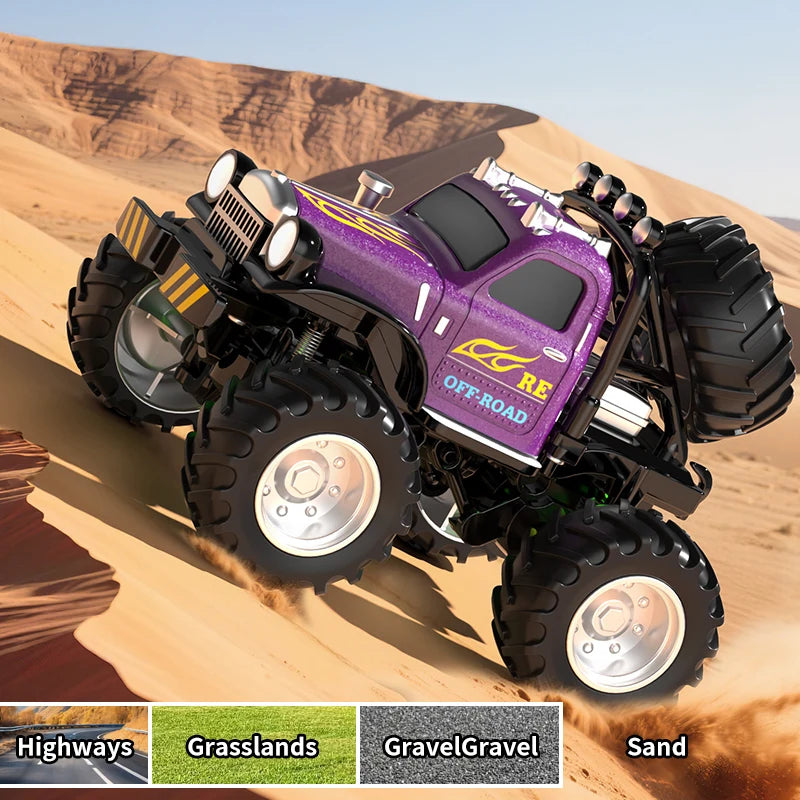 New 1:64 Rc Car Mini 2.4Ghz City Road Handle High Speed Alloy All Terrain Remote Contr close-up view