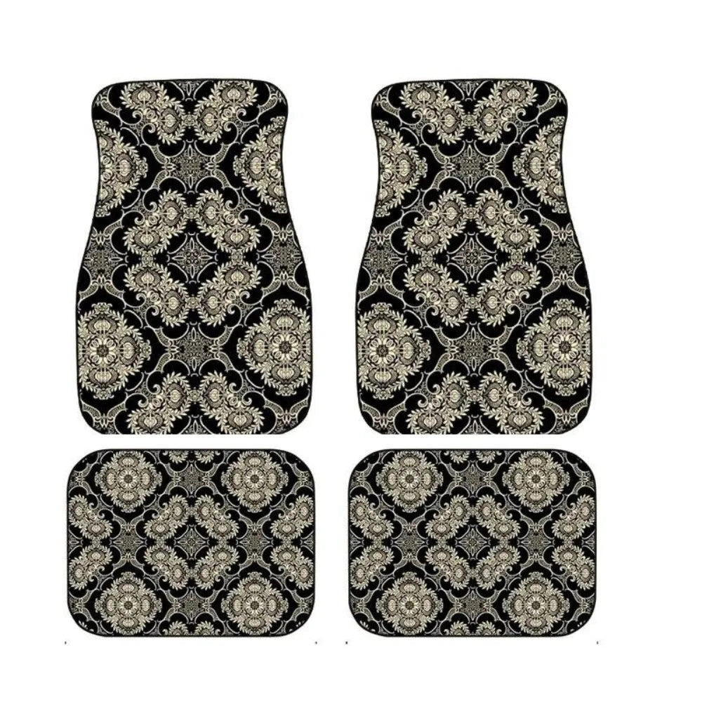 4Pcs Bohemian Car Floor Mats Anti-slip Heavy Duty Persian Carpet Dirty Resistant Car Decoration Car Floor Protector Rugs