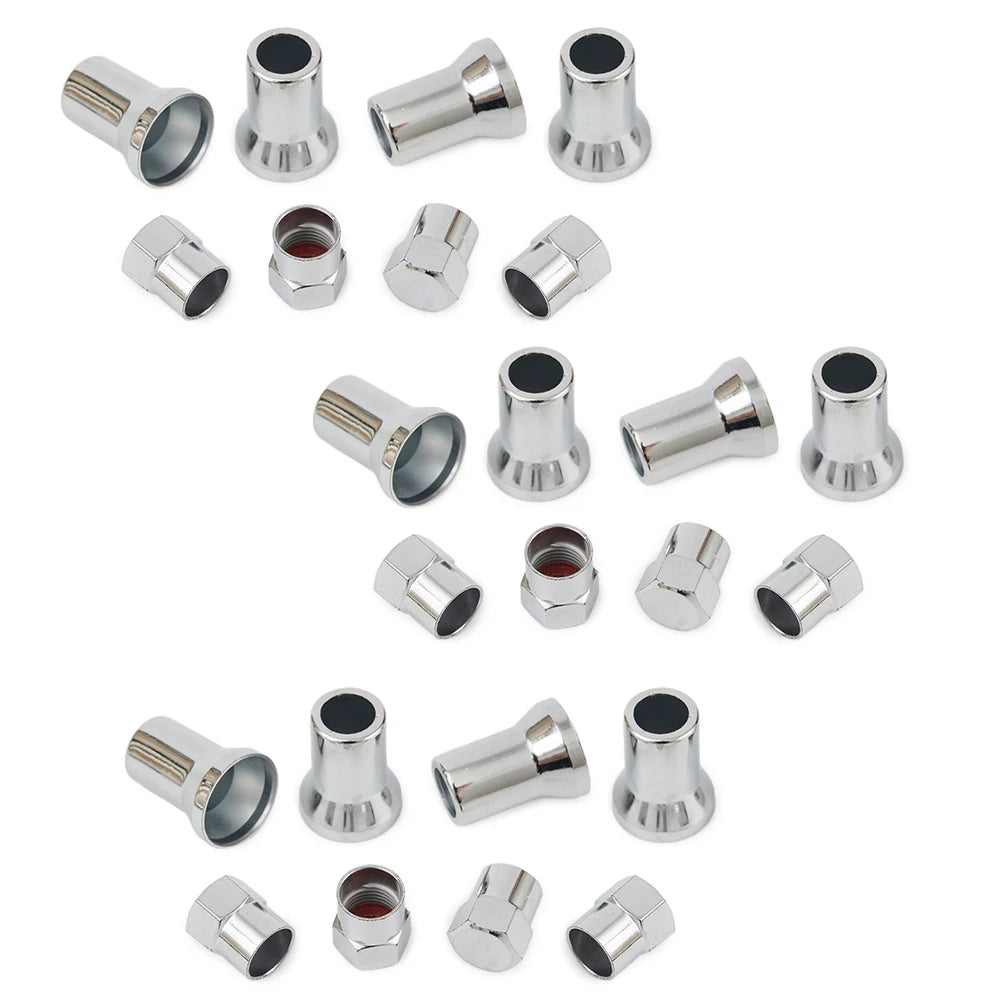 TR413 Chrome Tire Valve Stem Covers | 24-Pack Hex Sleeve Set for Car Truck SUV close-up view